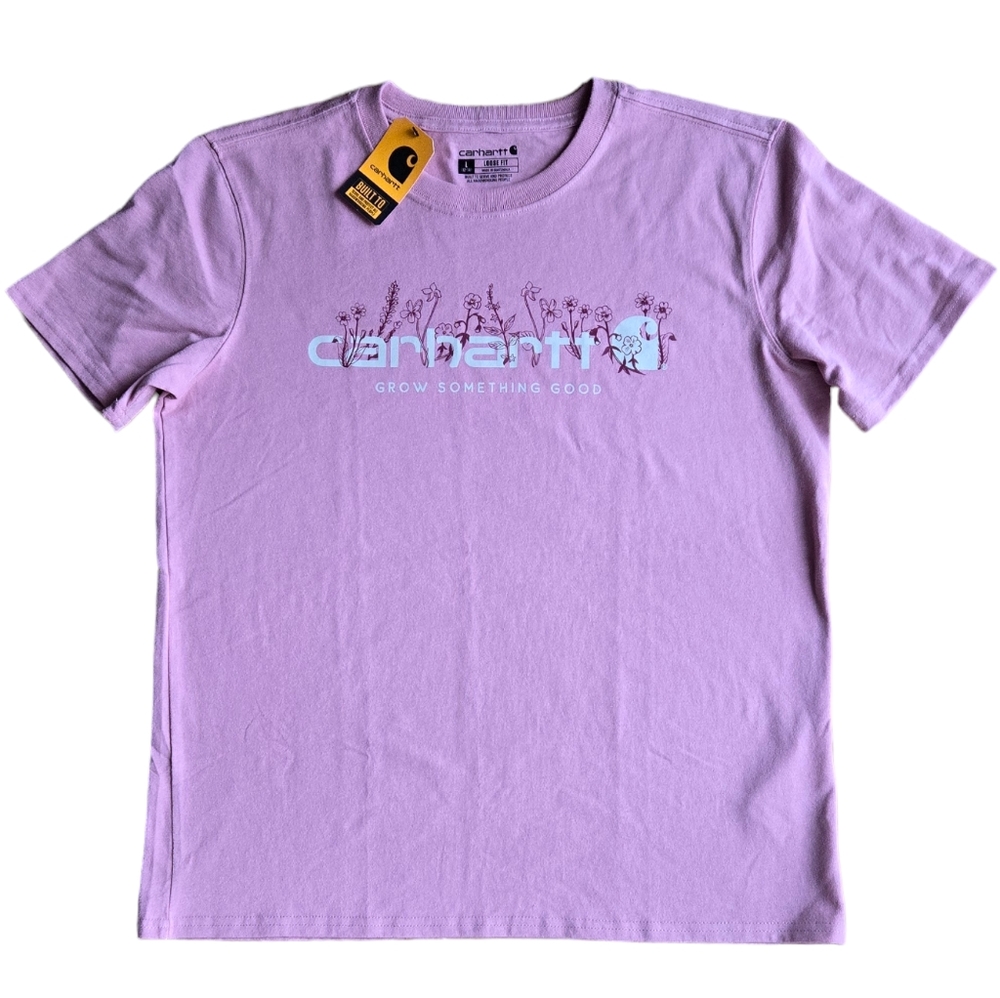 Carhartt Women's Loose Fit Heavyweight Short-Sleeve Pink T-Shirt Size L